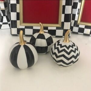 New!!!! Black White MacKenzie Childs Inspired Hand Painted Pumpkins